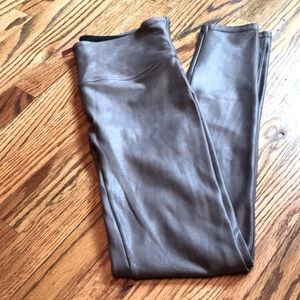 SPANX Faux Leather Large stretch Gun Metal Grey leggings